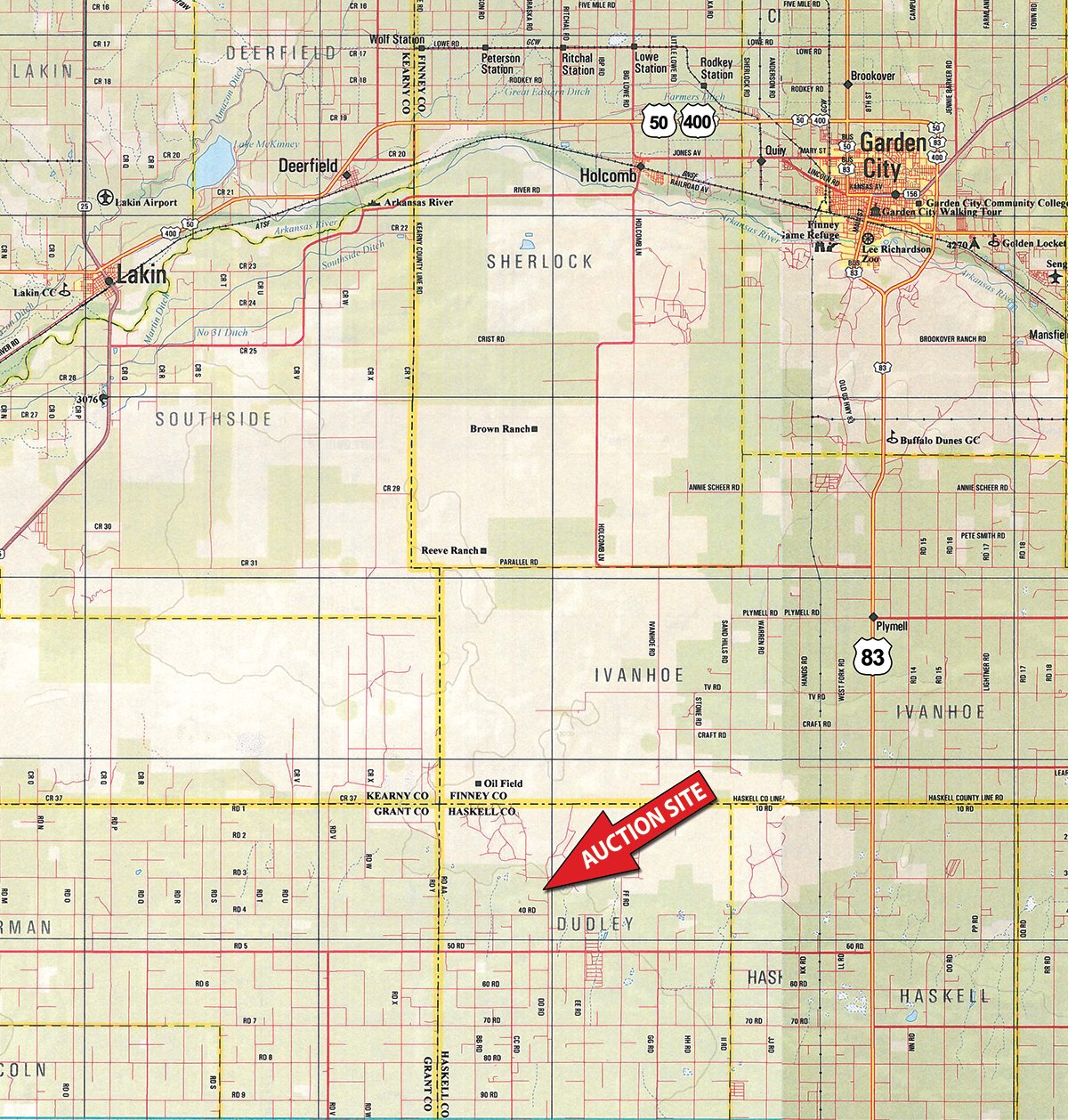 Area map - FARM EQUIPMENT AUCTION IN HASKELL COUNTY, KANSAS